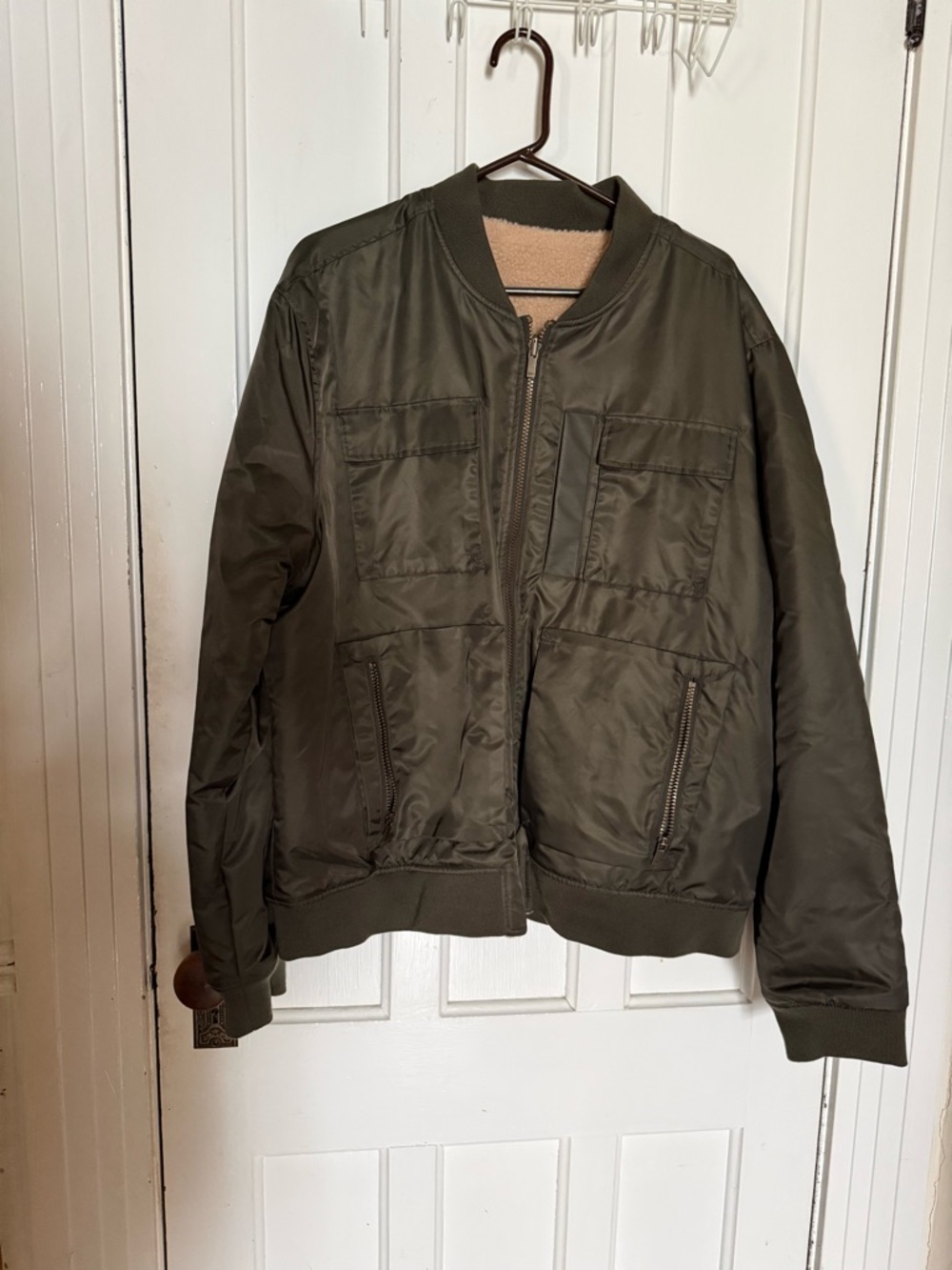 a.n.a Classic Olive Bomber Jacket with fleece inside